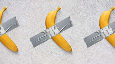 Duct-taped banana artwork