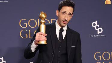 Adrien Brody, winner of Best Performance by a Male Actor in a Motion Picture - Drama for "The Brutalist" poses at the 82nd Golden Globe Awards in Beverly Hills,.jpg
