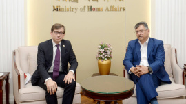 French Ambassador to Bangladesh Jean-Marc Séré-Charlet and Home Minister Salahuddin Ahmed. Photo: Ministry of Home Affairs 