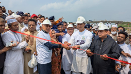 Zonayed Saki inaugurates the re-excavation of the Boalia canal. Photo: Star