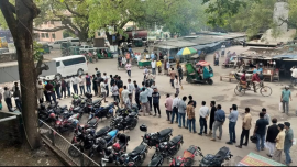 ​A massive surge of motorcyclists gathered at the Sirajganj Deputy Commissioner’s (DC) office this morning. Photo: Ahmed Humayun Kabir Topu