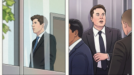 Gemini_Generated_Sam Altman and Elon Musk during the trial.png