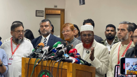 A six-member Jamaat delegation, led by Secretary General Mia Golam Porwar, met Chief Election Commissioner AMM Nasir Uddin and two election commissioners at the EC headquarters in Agargaon, Dhaka. Photo: Ahmed Deepto