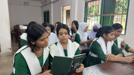 Students from class six to degree and honours levels at 38 educational institutions in Sreemangal are taking part in the book reading festival. Photo: Star