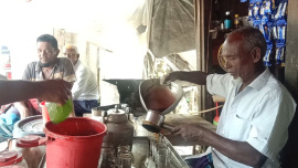 Customers can pick up cakes and biscuits, make their own tea and eat at the stall. Photo: Star