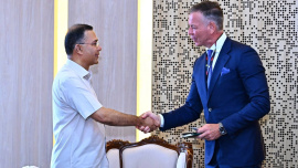 Visa Asia-Pacific President Stephen Karpin paid a courtesy call on the Prime Minister Tarique Rahman. Photo: PMO