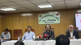 Prime Minister's Information and Broadcasting Adviser Zahed Ur Rahman today spoke at a press briefing on the progress of various ministries' activities and contemporary issues. Photo : BSS
