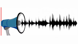 Sound coming out of a megaphone.