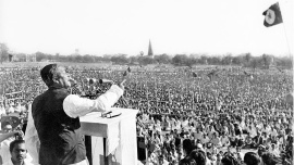 The historic speech by Sheikh Mujibur Rahman on March 7, 1971 . PHOTO: COLLECTED