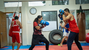 Sura Krishna Chakma along with a trainee
