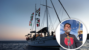 Shahidul Alam sails for Gaza waving Bangladesh flag and hope