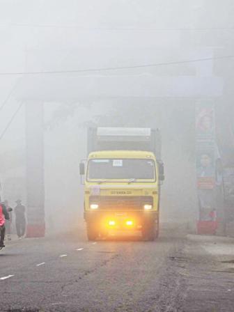 Dense fog on highway